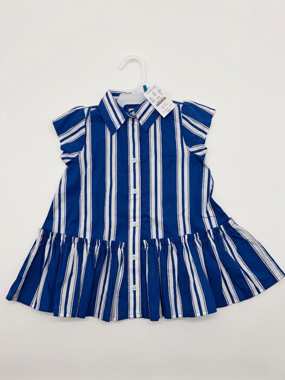 Crewcuts Girls 2T Short Sleeve Striped Collared Dress